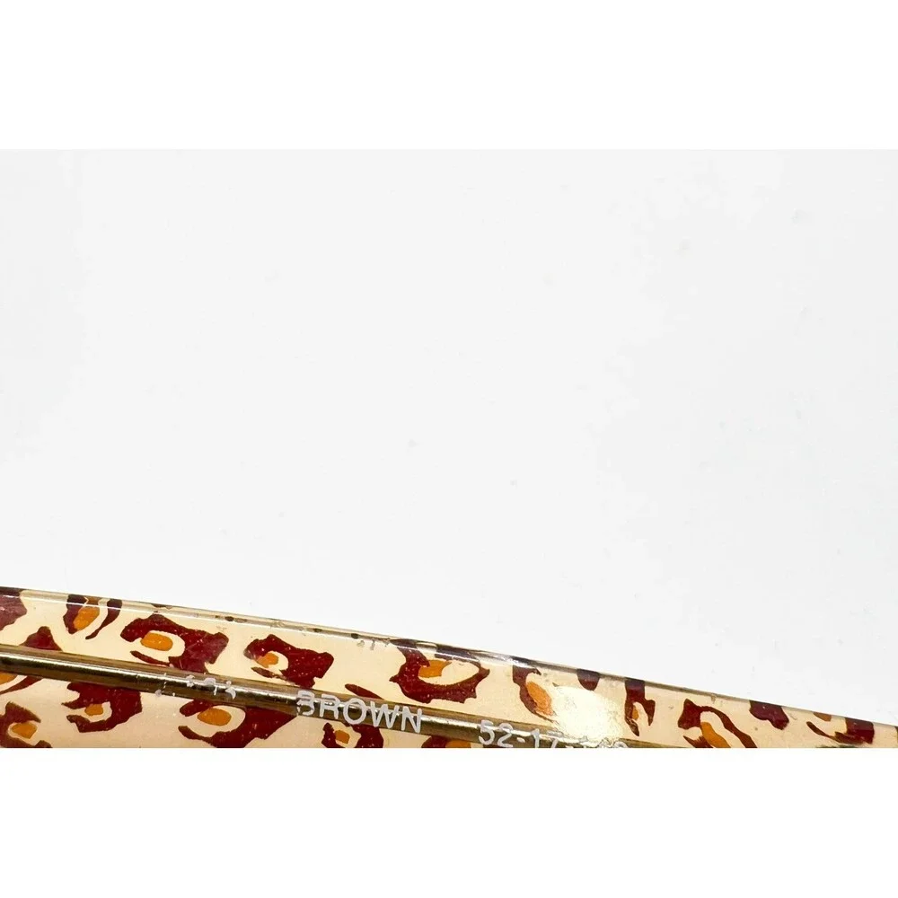 Lucky Brand Eyeglasses Womens Brown Leopard Print Cat Eye Frames 52-17-135